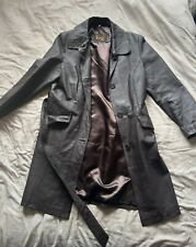 Brown Genuine Leather Trench Coat Vintage 70s Vibes 16 for sale  Shipping to South Africa
