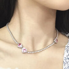 Novos pingentes de colar de prata femininos femininos de pedra preciosa topázio rosa em forma de coração de amor comprar usado  Enviando para Brazil