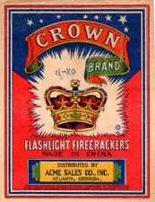 Crown Brand C1, 20's Firecracker Label, used for sale  Shipping to South Africa