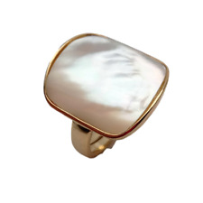 Anel de madrepérola de concha mar branca natural formato quadrado ajustável comprar usado  Enviando para Brazil