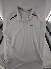 Camisa masculina Reebok média branca polo jogar desempenho seco tênis golfe logotipo técnico comprar usado  Enviando para Brazil