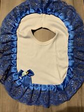 Romany Baby’s Frilly Bib Blue With Royal Blue Lace And Royal Blue Ribbon, used for sale  CARSHALTON