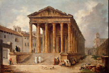 Oil painting cityscape Ancient-Temple-The-Maison-Carree-at-Nimes-Hubert-Robert for sale  Shipping to Canada