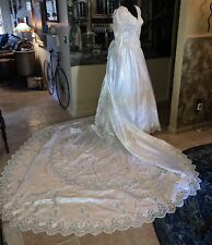 Stunning Mori Lee Satin Sequins White Wedding Gown Dress Size 8 Massive Train for sale  Shipping to South Africa