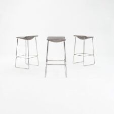 2010s Set of 3 Last Minute Grey Leather & Steel Bar Stools by Patricia Urquiola, used for sale  Shipping to South Africa