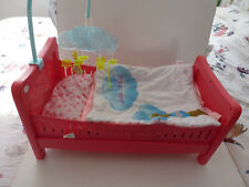 BABY BORN DOLL PINK MUSICAL COT or BED & BEDDING   folds flat  for sale  WHITSTABLE