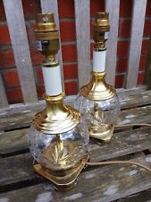 A Pair of Brass Glass & Ceramic Table Lamps 29cm Height Stunning Good Quality for sale  Shipping to South Africa