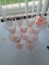 8 copos vintage rosa depressão flores gravadas haste vinho utensílios de bar comprar usado  Enviando para Brazil