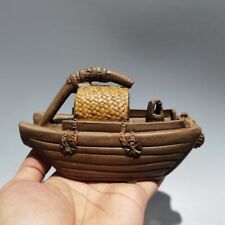 Bule chinês antigo de argila Yixing feito à mão toldo barco vaso de areia roxa 260cc, usado comprar usado  Enviando para Brazil