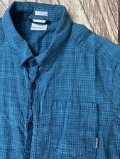 Columbia Short Sleeve Shirt Blue Heathered Plaid Mens Size M Medium Button Up segunda mano  Embacar hacia Argentina