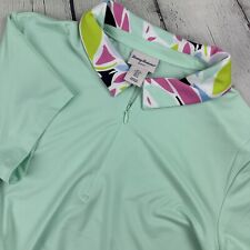 Tommy Bahama Golf Sleeveless Polo Shirt Women Large Mint  1/4 Zip Floral Collar for sale  Shipping to South Africa