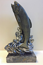 Ancienne Sculpture Statue Fonte d'Aluminium Saumon Design Art Déco Trophée, usado comprar usado  Enviando para Brazil