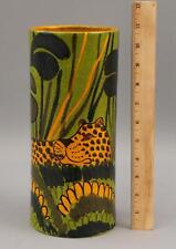 Used, Vintage MidC Bellini Italian Art Pottery Hand Painted Jungle Leopard Vase NR for sale  Shipping to South Africa
