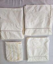 Set Of 4 100% Cotton Shavel Pale Yellow Cream Embroidered Edge Pillowcases King, used for sale  Shipping to South Africa