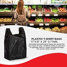 Plástico preto jumbo T-shirt de Compras Supermercado Sacos Multiuso 17" X 8" X 29" comprar usado  Enviando para Brazil