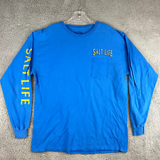 Camiseta masculina Salt Life L azul Beeracuda Ale pálida logotipo gráfico bolso pesca, usado comprar usado  Enviando para Brazil