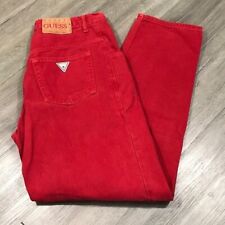 Pantalones de mezclilla Guess talla 10Mx32 vintage rojos sueltos pierna cónica altura alta, usado segunda mano  Embacar hacia Mexico