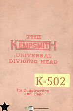 Kempsmith Universal Dividing Heads, Milling Machine Construction and Use Manual for sale  Shipping to Canada
