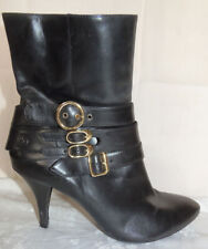 BRONX So Today ~ Leather Buckle Detail Ankle Boots Black UK7 EU40 ~ Cost £155.00, used for sale  Shipping to South Africa