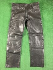 Calça de couro preta vintage tamanho 40x30 reta motociclista texturizada comprar usado  Enviando para Brazil