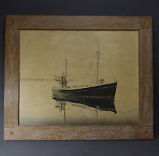 Impressão litográfica do artista marinho John D. Lutes em moldura estilo madeira à deriva comprar usado  Enviando para Brazil