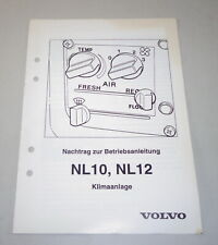 Betriebsanleitung Volvo LKW NL 10 / NL 12 Klimaanlage von 10/1991 comprar usado  Enviando para Brazil