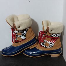 Khombu Boots Women’s Size 7M Blue, Red ,Suede Jenna Duck Boots Cabincore Winter for sale  Shipping to South Africa