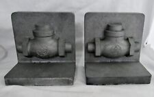 Unique Heavy Solid Cast Bookends Industrial Style POWELL WHITE STAR GATE VALVE for sale  Shipping to South Africa