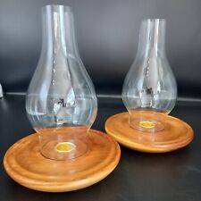 pair glass hurricane lamps for sale  FOLKESTONE