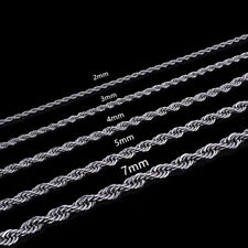 Colares de corrente de corda masculinos femininos de aço inoxidável 316L 2/2,5/3/4/5/6/7 mm 18-32"", usado comprar usado  Enviando para Brazil