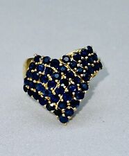 VTG 14K YELLOW GOLD SAPPHIRE CLUSTER COCKTAIL HEAVY 8 Grams WIDE RING SIZE 8 for sale  Shipping to South Africa