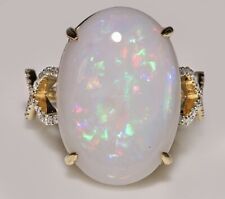 10.51Ct Australian Opal Natural Diamond 14K Yellow Gold Cluster Ring COW4 for sale  Shipping to South Africa