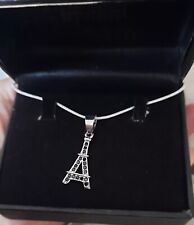 Unwanted Gift Black Sapphire 925Marked Silver Eiffel Tower Necklace For Her. , used for sale  Shipping to South Africa