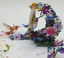 🌺 3D Pop Up Karte Blumen Kolibri Lila Oma Muttertag Mama Paradiesvogel  comprar usado  Enviando para Brazil