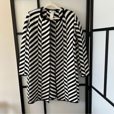 [S] Cocogio Vintage Black & White Striped Wool Duster Cardigan Italian Made, used for sale  Shipping to South Africa