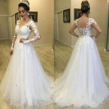 Usado, Vestidos de noiva de manga comprida linha A branco marfim renda aplique tule vestidos de noiva comprar usado  Enviando para Brazil