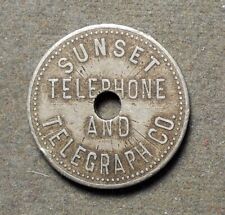 Teléfono 10317: Sunset Telephone And Telegraph Co. Un interruptor. Cobre níquel, 21 segunda mano  Embacar hacia Mexico