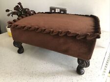 Used, Vintage Foot Stool Rest Seat 4 Wood Legs Brown Velour Padded Upholstery for sale  Shipping to South Africa