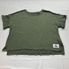 Used, Calvin Klein Jeans T Shirt Womens Medium Green Short Sleeve Cropped Top Blouse for sale  Shipping to South Africa