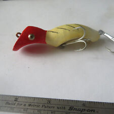 FISHING LURE BRONN BROTHERS 3½"  VINTAGE WOOD FISHERETTO MINNOW REDHEAD & WHITE for sale  Shipping to South Africa