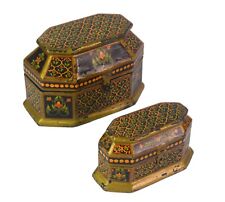Set Of 2 Wooden Treasure Chest Box Old Hand Painted Cosmetic Storage Box i71-725 for sale  Shipping to South Africa