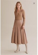 Country Road camel beige leather look midi skirt size 10, used for sale  Shipping to South Africa