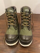 Orvis Mens Boots Sz 9 Fishing Felt Soled River Wading Boots Green Canvas Lace Up for sale  Shipping to South Africa