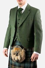 Scottish Men's Kilt Jacket & Vest Lovat Green Argyle Tweed Wedding Kilts Jacket for sale  Shipping to South Africa