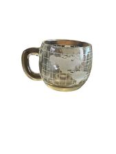 Vintage 1970's Nestle Clear Glass  Etched Globe World Cup Mug Coffee Tea Japan, used for sale  Shipping to South Africa