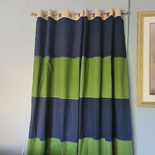 Pottery Barn Kids RUGBY Green Navy Blue Khaki Stripe 96" Blackout Curtain 2pc for sale  Shipping to South Africa