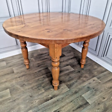 Retro Vintage Solid Wooden Pine Chunky Rustic Round Table - Country Farmhouse, used for sale  Shipping to South Africa
