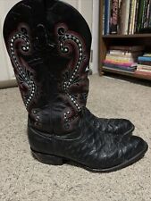 BOTAS VAQUERAS FERRINI CAIMAN PARA HOMBRE NEGRAS Y ROJAS. TALLA 101/2 D INTERIOR CUERO. segunda mano  Embacar hacia Argentina