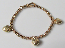 9ct Gold Bracelet -  Vintage 9ct Gold Diamond Heart Shape Locket Charm Bracelet, used for sale  Shipping to South Africa