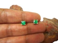 Pendientes de tachuelas de piedras preciosas 925 redondos verde esmeralda - 5 mm, usado segunda mano  Embacar hacia Mexico